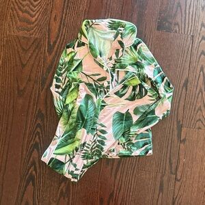Katie J NYC Green Leaf Print Kids Pajama Set